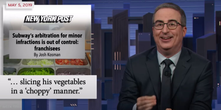 Subway does franchisee damage control after John Oliver segment: memos