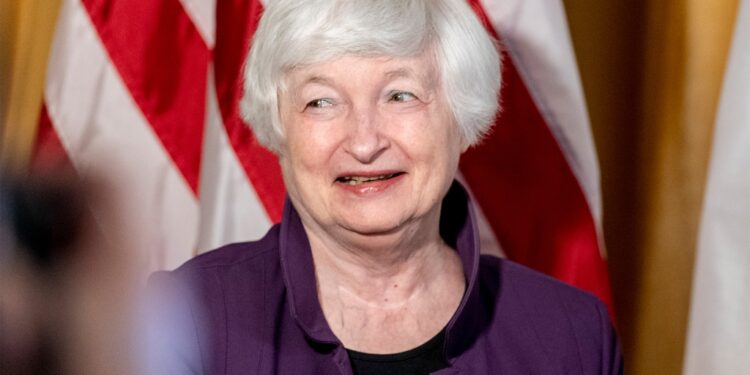 Treasury Secretary Janet Yellen meets with Irish Finance Minister Paschal Donohoe at the Treasury Department, Thursday, June 2, 2022, in Washington.