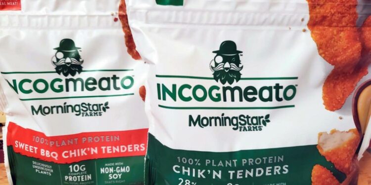 Frozen plant-based 'chicken tenders' made by MorningStar Farms,
