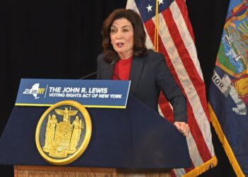 New York State has one of the highest gas tax rates of any state in the country. New York Gov. Kathy Hochul is pictured above.