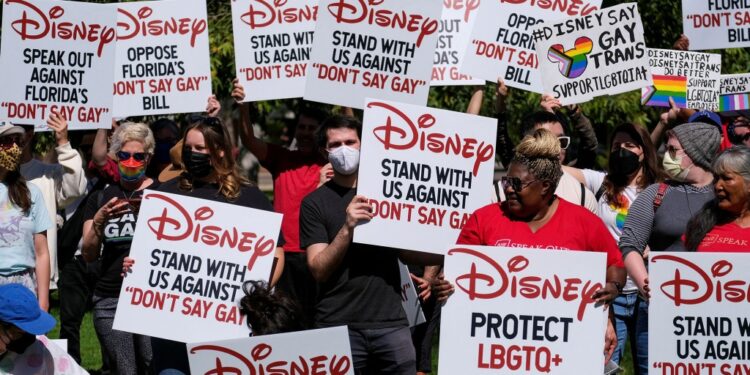 Disney's employees protest against Florida's "Don't Say Gay" bill.