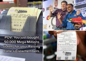Raising Cane's founder Todd Graves (left) and CEO AJ Kumaran bought 50,000 Mega Millions tickets for their employees.
