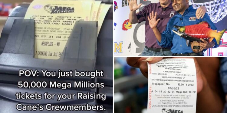 Raising Cane's founder Todd Graves (left) and CEO AJ Kumaran bought 50,000 Mega Millions tickets for their employees.