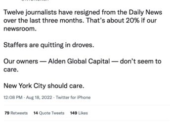 Screen grab of the Daily News Union Twitter