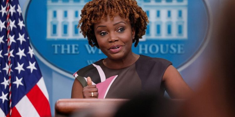 White House press secretary Karine Jean-Pierre toed the administration line that the country saw "0% inflation in July."