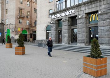 A closed McDonald's restaurant in Kyiv.
