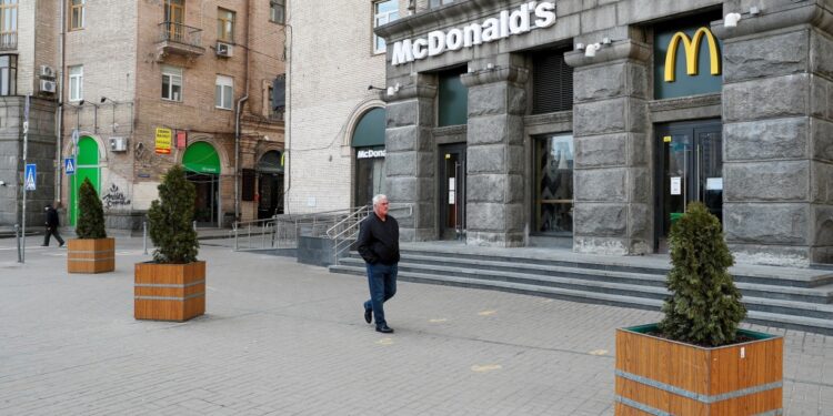 A closed McDonald's restaurant in Kyiv.