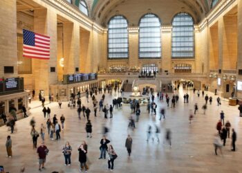 Commuters pass through Grand Central Terminal on March 10, 2020, in New York.