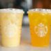 Two Starbucks iced fruit drinks.