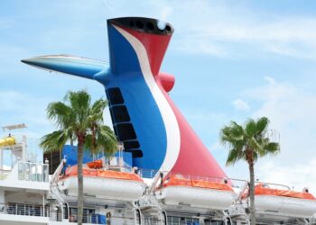 A general view of a Carnival cruise ship as seen in Tampa, FL