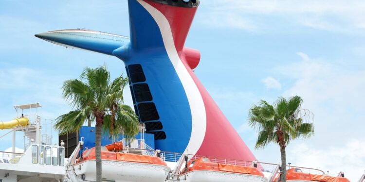 A general view of a Carnival cruise ship as seen in Tampa, FL