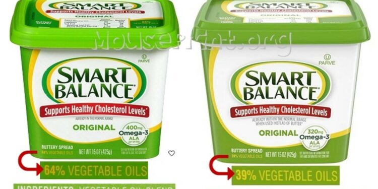 A side-by-side comparison of the new and old Smart Balance tubs.