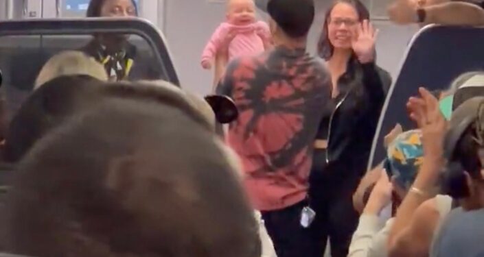 The nurse is being praised for her quick thinking on board the fight.