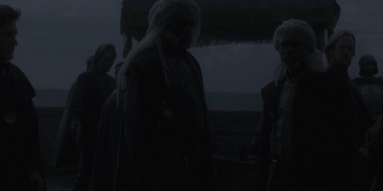 A scene from House of the Dragon, which shows how dark the episode looked to viewers.