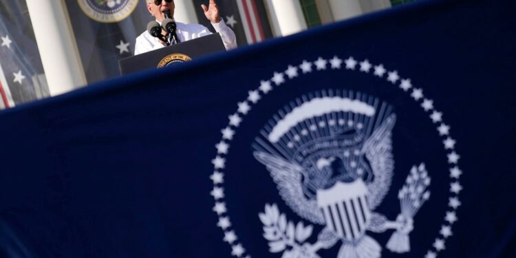 Biden speaking last month about the Inflation Reduction Act of 2022.