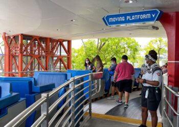 The ride loading area of the Peoplemover at Disney World Magic Kingdom.