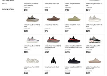 A screenshot of Stockx Yeezy merchandise.