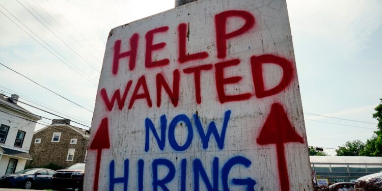 A help wanted sign