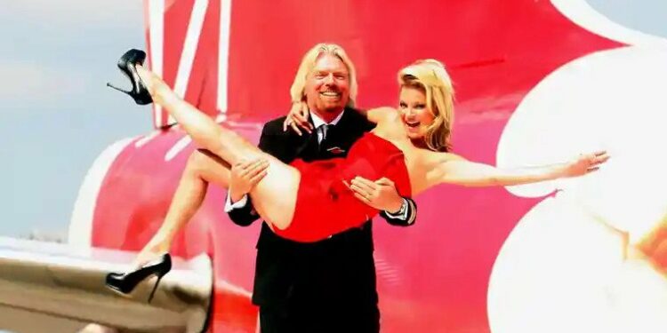 Richard Branson and Kate Moss in 2009 photoshoot