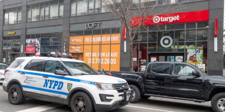 NYPD vehicle in front of Target store
