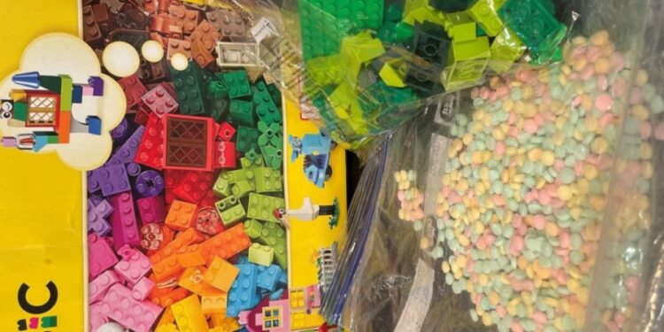 Fentanyl pills found by officers from the Drug Enforcement Administration are seen in an Oct. 4, 2022 photo.