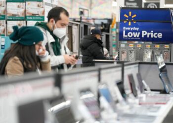 Shoppers at a Walmart last month.