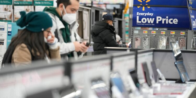 Shoppers at a Walmart last month.