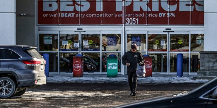 Shopper outside a store