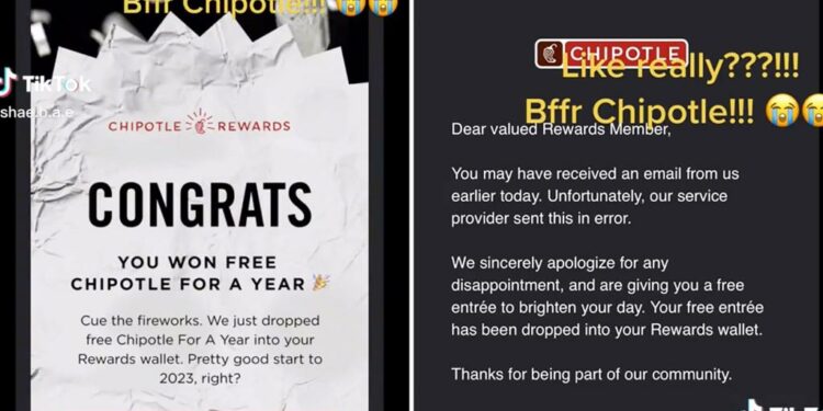 Chipotle said I won free food for a year — then they took back the offer