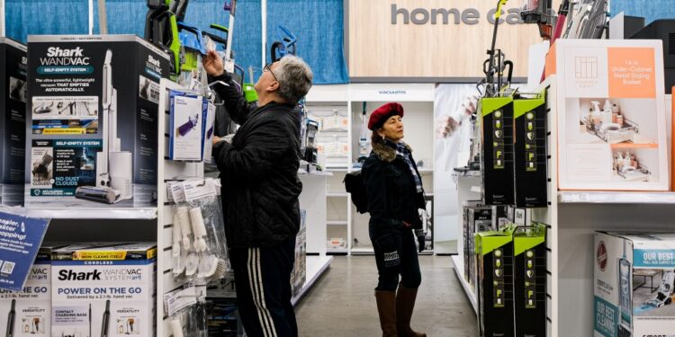 A shopper in a Bed Bath & Beyond store.