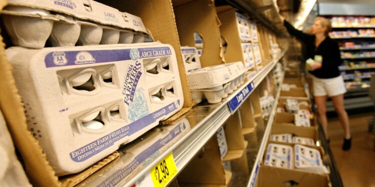 shopper browses the eggs section at a Wal-Mart store in Santa Clarita, California April 1, 2008.