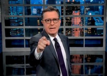 Colbert made reference to the masked-up audience during a monologue on Tuesday.