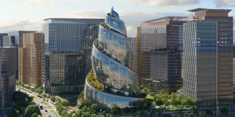 Amazon rendering of 50-foot Helix tower