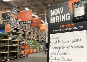 Home Depot hiring sign