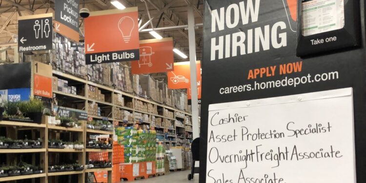 Home Depot hiring sign