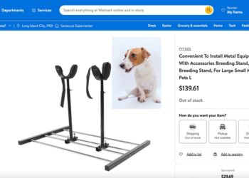 A listing for breeding restraints on Walmart.com.