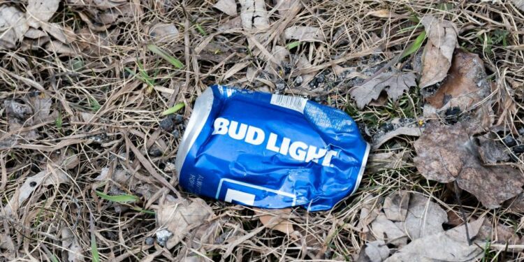 Bud Light can smashed