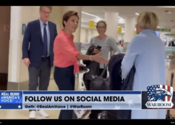 Kari Lake, the GOP gubernatorial candidate who lost to Arizona Gov. Katie Hobbs, bumped into MSNBC "Morning Joe" co-hosts Mika Brzezinski and Joe Scarborough at Palm Beach International Airport in Florida on Wednesday.