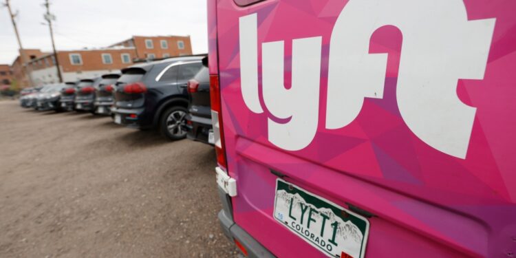 A Lyft ride-hailing vehicle