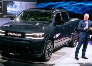 Mike Koval, RAM Brand Chief Executive Officer, unveils the REV Ram 1500.