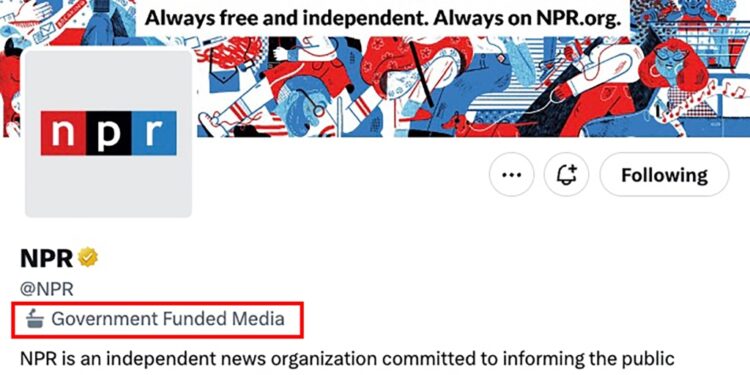 Elon Musk's social media site Twitter has replaced NPR's "state-affiliated media" label with a "government-funded media" designation.