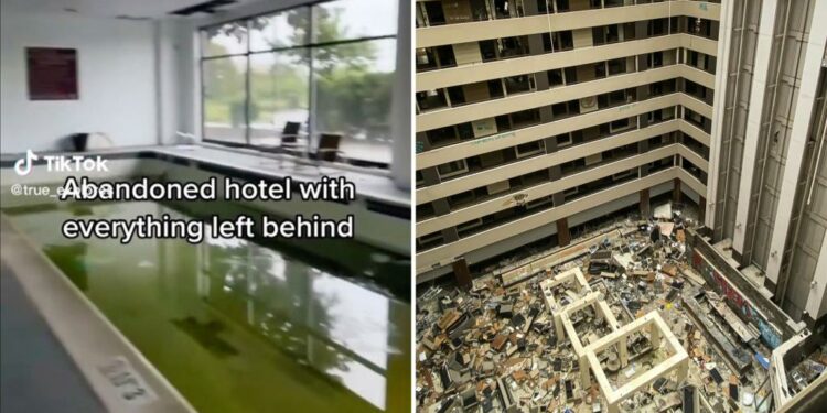 Abandoned hotel, 'destroyed' by vandals, explored in haunting video