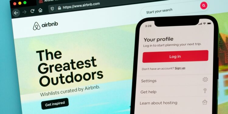 The login page for Airbnb's iPhone app
