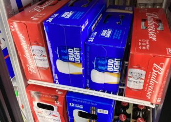 Bud Light beer cases.