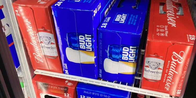 Bud Light beer cases.