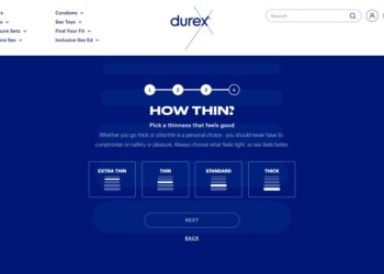 Screenshot of Durex website.