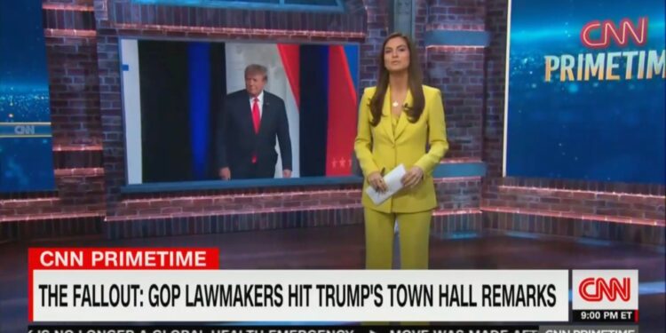 Kaitlan Collins on Thursday defended her network, CNN, for its controversial town hall with former President Donald Trump.