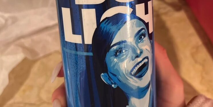 A Bud Light can with Dylan Mulvaney's image