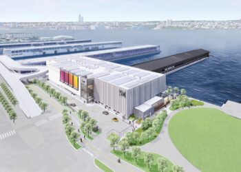 Rendering of the proposed film, television and digital-content production studio at Pier 94.