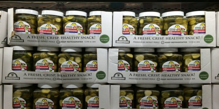 Grillo's says Patriot pickle (pictured) was making false claims about its pickles that allowed Patriots’ Wahlberg-brand pickles to compete with their bread and butter pickles.